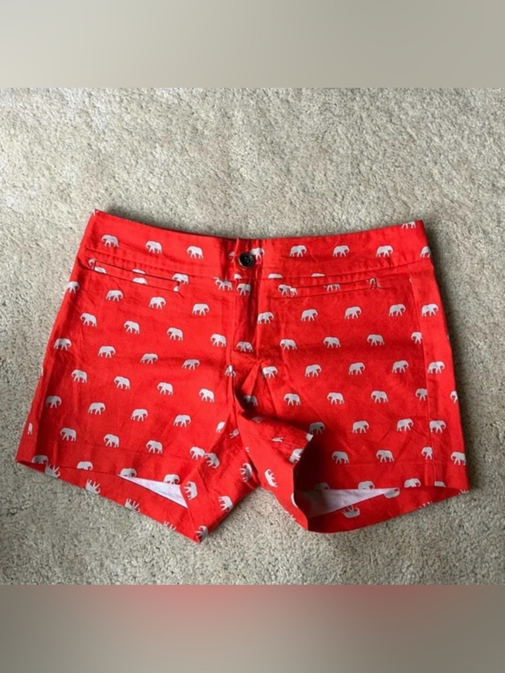 Banana Republic Women's Orange Elephant Themed Chino Shorts - Size 4 - VGUC